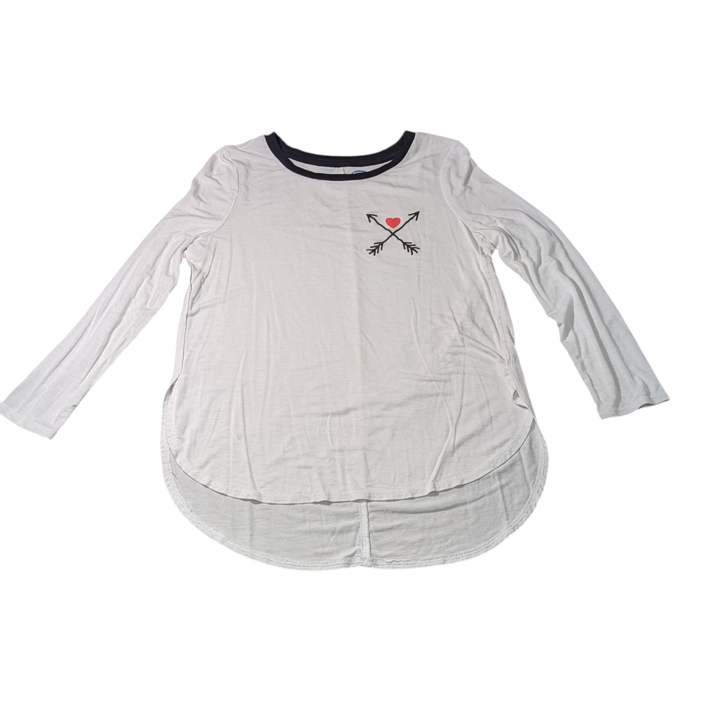 Old Navy - Girls Shirt - Size M 8 Long Sleeve Graphic Tee - Heart And Arrows